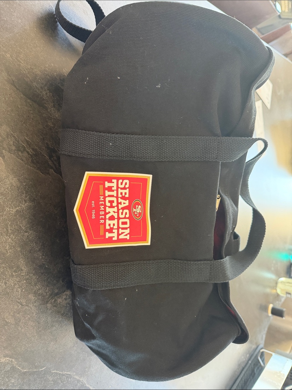 Black Duffel Bag SF 49er season ticket holder duffle